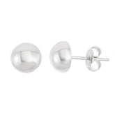 Sterling Silver Shiny Half Bead Stud Earrings